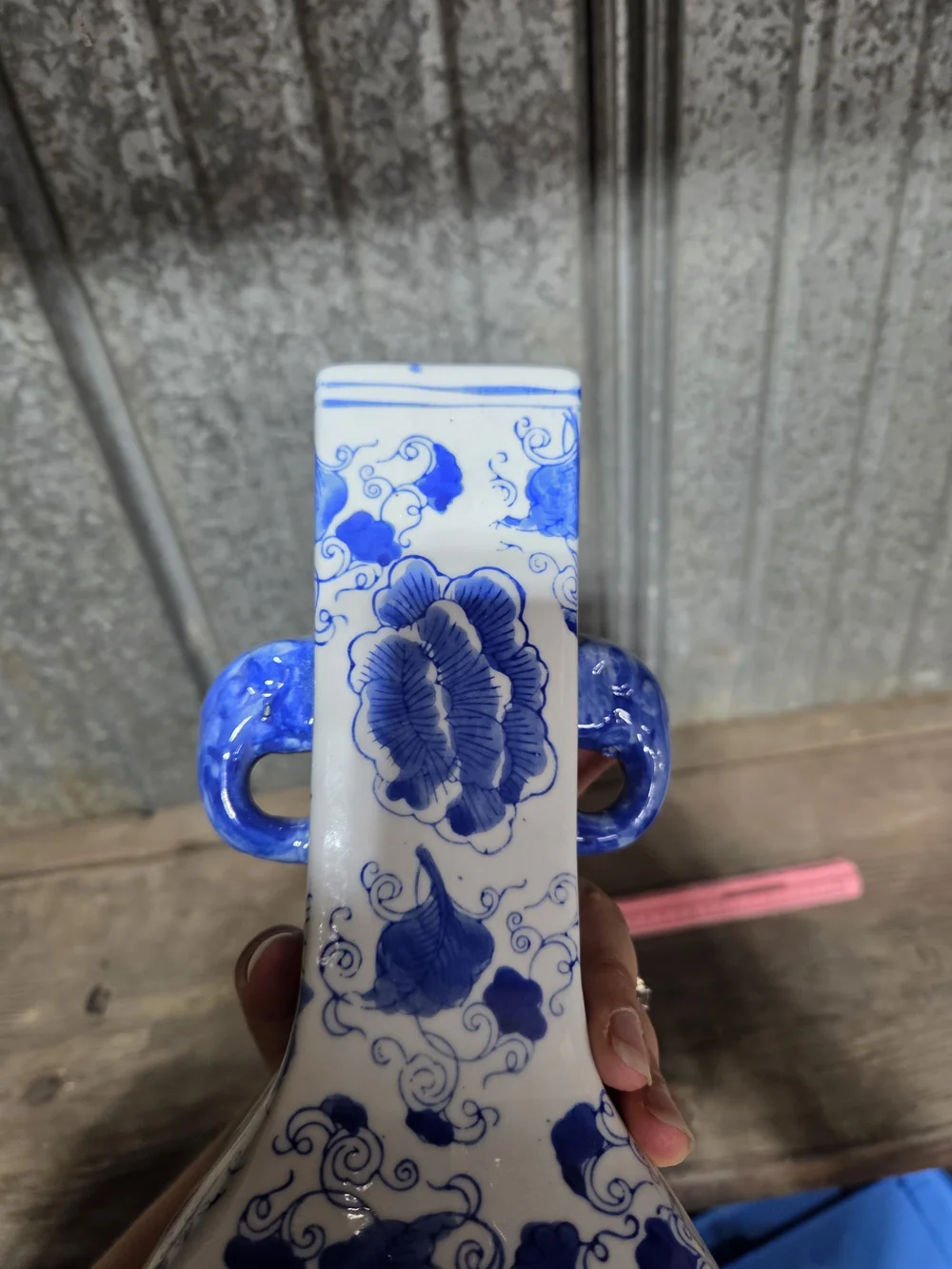 Blue and White Floral Porcelain Vase